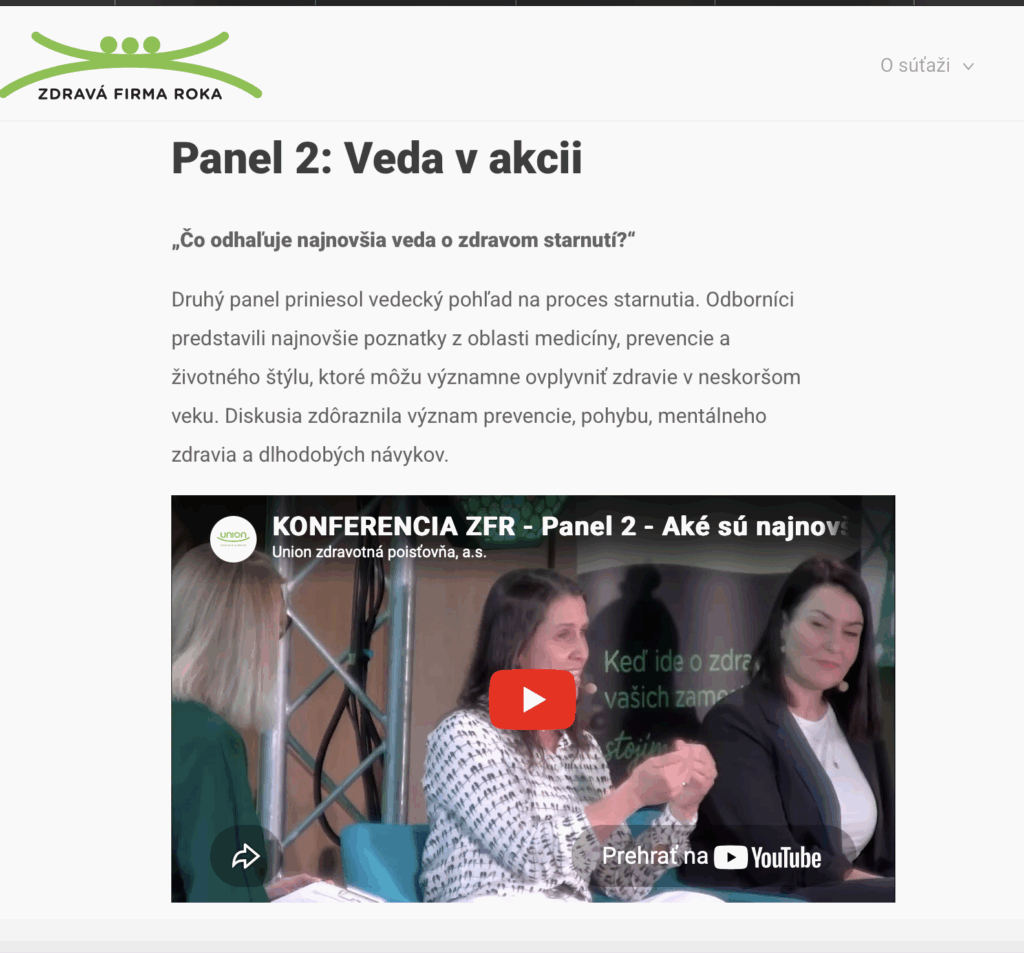 Záznam z konferencie Longevity Union